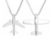 Kawailay 2 piezas avión collar avión combatiente colgante cadena rock punk hip hop cadena rapero motorista collar fresco para hombres mujeres - plata, Plata Metal