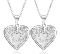 Kawailay 2 Piezas Colgante Abierto Medallón Collar Imágenes Foto Amuleto Cadena En Acero Inoxidable Collar para Mujeres Niñas, Acero inoxidable