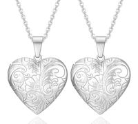 Kawailay 2 Piezas Colgante Amuleto con Medaillon Abierto para Fotos y Imágenes, Collar con Cadena de Acero Inoxidable para Mujeres y Niñas, 3 x 4 cm, Acero inoxidable