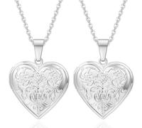 Kawailay 2 Piezas Colgante de Medallón Abierto con Cadena de Acero Inoxidable para Imágenes y Fotos, Collar Amuleto para Mujeres y Niñas, Acero inoxidable