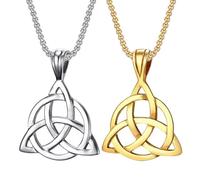 Kawailay 2 piezas collar de nudo de la Trinidad irlandesa vintage celta colgante cadena nórdico vikingo collar rock punk hip hop cadena para hombres mujeres - oro y plata, Plata Oro