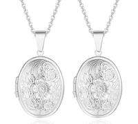 Kawailay - 2 piezas de collar con medallón abierto, colgante con foto, cadena de acero inoxidable, amuleto para mujeres, Acero inoxidable