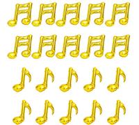 Kawailay 20 globos de Mylar de papel de aluminio para notas musicales, globos temáticos musicales, globos de fiesta de cumpleaños, baile, boda, aniversario, decoración de fiesta, color dorado