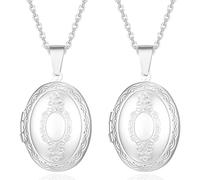 Kawailay 2pcs Collar de medallón abierto imágenes foto colgante collar de acero inoxidable collar de encanto para mujer, estándar, acero inoxidable