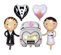 Kawailay 5 globos gigantes de papel de aluminio para novia, novio, despedida de soltera, decoración de matrimonio, globo en forma de corazón, globo de boda para boda, compromiso, fiesta, decoración