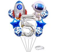 Kawailay Astronaut Rocket Globos fiesta 5 cumpleaños globos gigantes globos cumpleaños con temática del espacio exterior globos aluminio globo helio con número 5 para fiesta cumpleaños niños