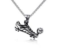 Kawailay Collar de fútbol, collar de fútbol estilo punk biker rock, hip hop, collar con colgante para hombre y mujer - Plata