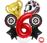 Kawailay Globos de 6º cumpleaños - 7 unidades, color rojo, globo, surtido de fiesta, carreras, niños, niños