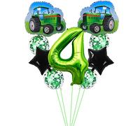 Kawailay Globos fiesta cumpleaños Tractor Globos cumpleaños Tractor Jumbo Globos aluminio con temática tractor granja 32 pulgadas Globo helio verde número 4 para fiesta cumpleaños