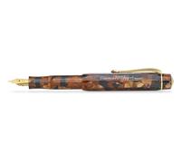 Kaweco ART SPORT - Pluma estilográfica marrón nogal, acrílico exclusivo con punta de acero, caja de metal, 12,5 cm, F (fina)