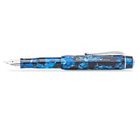 Kaweco ART SPORT Pluma estilográfica Pebble Blue I Exclusivo acrílico para cartuchos de tinta con punta de acero de 12,5 cm, incluye caja de metal, plumín: F (fino)