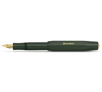 Kaweco Classic Sport Pluma estilogr?fica con plum?n de acero chapado en oro de 23 quilates y punta de iridio para cartuchos de tinta I Kaweco Sport estilogr?fica de 13,5 cm (ancho, verde)