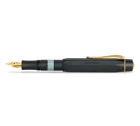 Kaweco PISTON SPORT AL Black/Gold Solo I Pluma estilográfica clásica de émbolo de aluminio para extraer tinta con ventana de tinta transparente en lata retro de 13 cm, ancho de pluma: M (M)