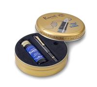 Kaweco PISTON SPORT AL - Pluma estilográfica clásica de aluminio para botellas de tinta en caja nostálgica, incluye botella de tinta Kaweco en azul real, relleno de pistón de 13 cm, punta EF