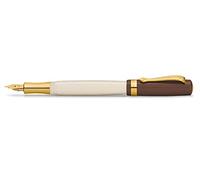 Kaweco Pluma estilográfica Student 20's Jazz I Premium para cartuchos de tinta, pluma nostálgica marrón y crema con adornos dorados I ancho de pluma: B (ancho)