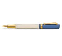 Kaweco Pluma estilográfica Student 50's Rock I Premium para cartuchos de tinta, pluma nostálgica en azul y crema con adornos dorados I ancho de pluma: B (ancho)