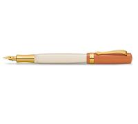 Kaweco Pluma estilográfica Student 70's Soul de primera calidad para cartuchos de tinta, pluma nostálgica en naranja y crema con adornos dorados cálidos, ancho de pluma: M (mediano)