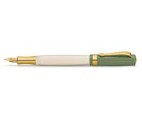 Kaweco Student 60's Swing I Premium Pluma estilográfica para cartuchos de tinta con plumín de acero de alta calidad en verde y crema, pluma nostálgica de lujo de 16 cm, ancho de pluma: EF (extrafina)