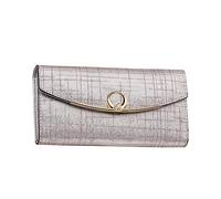 kawehiop Cartera para Mujer, portátil, con botón a presión, de Gran Capacidad, Color sólido, Rectangular, Carpeta de Fotos, Cartera para Chicas y señoras, Notecase, Plata Clara Tipo 2