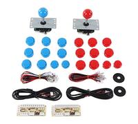 Kaweliyo 2 Jugador Kit Arcadegame Diy - Codificador de Joystick USB Plug & Play, 2 Ball Joystick Handles & 20 Botones | Stick de Lucha Personalizable para PC Retro Gaming (Rojo