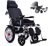 KAXGU Silla de Ruedas Eléctrica Plegable Ligera, Sentado Y Acostado 2 en 1 Silla de Ruedas de Transporte Eléctrico, Sillas de Ruedas Eléctricas para Adultos Ancianos, Andador Andador con Asiento