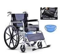 KAXGU Transporte Sillas de Ruedas Ligeras Plegables, Cojín de Asiento Extraíble, con Orinal Silla de Ruedas para Adultos, Ancianos Discapacitados Silla de Ruedas, Estáncon Cojín/Actualizncojín