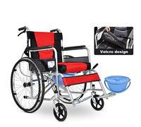 KAXGU Transporte Sillas de Ruedas Ligeras Plegables, Cojín de Asiento Extraíble, con Orinal Silla de Ruedas para Adultos, Ancianos Discapacitados Silla de Ruedas, Estáncon Cojín/Actualizncojínb