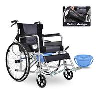 KAXGU Transporte Sillas de Ruedas Ligeras Plegables, Cojín de Asiento Extraíble, con Orinal Silla de Ruedas para Adultos, Ancianos Discapacitados Silla de Ruedas, Estáncon Cojín/Estándncojín