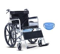 KAXGU Transporte Sillas de Ruedas Ligeras Plegables, Cojín de Asiento Extraíble, con Orinal Silla de Ruedas para Adultos, Ancianos Discapacitados Silla de Ruedas, Estáncon Cojín/Upgradestylea