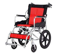 KAXGU Transporte Sillas de Ruedas Plegable Ligera, Silla de Ruedas con Mde Aleación de Aluminio de Alta Carga para Adultos, Silla de Ruedas para Ancianos Discapacitados,Rojo/Rojo