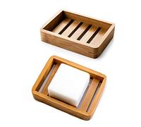 Kaxich 2 jaboneras de Madera de bambú Natural, jabonera, Caja de jabón, Soporte para jabón, para baño, Ducha, Cocina, Lavabo