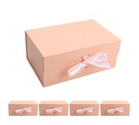 kaxilu Cajas de regalo rosas con cinta, plegables, juego de 5 cajas de regalo magnéticas para presentaciones de lujo y propuestas de padrinos de boda, acabado brillante, 10.2 x 6.7 x 4.3 pulgadas