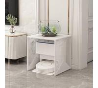 KAXLDHH Armario De Almacenamiento para Robot Aspirador, Armario con Estructura De Acero Al Carbono para Aspiradora, Estante Lateral para Dormitorio, Sala, Pasillo Y Entrada(Wit,50x50x55cm)