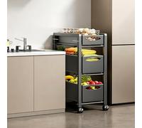KAXLDHH Carrito Auxiliar con Ruedas de Acero al Carbono para Organización de Cocina y Baño Estantería Estrecha Móvil Carro Multiuso para Espacios Pequeños(Wit,39x27x75cm)