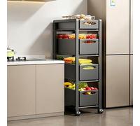 KAXLDHH Carrito Auxiliar con Ruedas de Acero al Carbono para Organización de Cocina y Baño Estantería Estrecha Móvil Carro Multiuso para Espacios Pequeños(Nero,39x20x105cm)