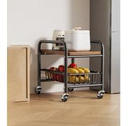 KAXLDHH Carrito Auxiliar con Ruedas Estrecho Carro de Almacenaje Cocina con Tapa de Madera Extraíble de Acero al Carbono para Baño Lavandería Lugares Estrechos(Nero,35x45x45cm)