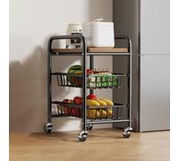 KAXLDHH Carrito Auxiliar con Ruedas Estrecho Carro de Almacenaje Cocina con Tapa de Madera Extraíble de Acero al Carbono para Baño Lavandería Lugares Estrechos(Nero,30x45x70cm)