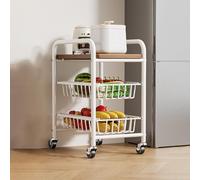 KAXLDHH Carrito Auxiliar con Ruedas Estrecho Carro de Almacenaje Cocina con Tapa de Madera Extraíble de Acero al Carbono para Baño Lavandería Lugares Estrechos(Wit,50x45x70cm)