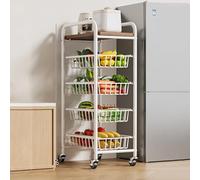 KAXLDHH Carrito Auxiliar con Ruedas Estrecho Carro de Almacenaje Cocina con Tapa de Madera Extraíble de Acero al Carbono para Baño Lavandería Lugares Estrechos(Wit,40x45x121cm)