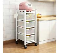 KAXLDHH Carrito Auxiliar de Almacenamiento en Acero al Carbono, Estantería Estrecha con Ruedas para Cocina y Baño, Carro Organizador Multiusos con Cestas para Lavandería(Wit,40x30x80cm)