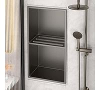 KAXLDHH Hornacina de Ducha Empotrable, Estante de Pared de Acero Inoxidable 304 de 1,25 mm con Revestimiento Nano Anti-Manchas, Nicho de Baño con Soldadura Completa(Gray,700x280x125mm)