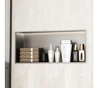 KAXLDHH Hornacina de Ducha Horizontal en Acero Inoxidable - Estante Empotrable para Baño - Hornacina de Pared con Moldeado Integrado y Soldadura sin Costuras(Gray with Light,1200x280x125mm)