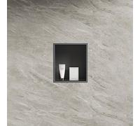 KAXLDHH Hornacina Ducha Empotrable - Estante de Pared en Acero Inoxidable 304 con Soldadura Sin Costuras Anti-Fugas - Tecnología Nano Anti-Huellas para Baño y Cocina(Gray,320x320x125mm)