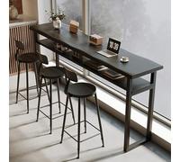 KAXLDHH Mesa De Bar De Madera Maciza, Barra Americana con Estructura Metálica, Mesa De Alta para Cocina, Sala De Estar, Mesa De Comedor, Entrada (sin Taburete)(200x40x105cm)