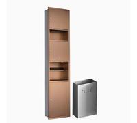 KAXLDHH Portarrollos de Papel Higiénico Empotrable con Papelera Integrada y Secador de Manos Automático, Hornacina de Baño en Acero Inoxidable 304, Revestimiento Nano(Brass)