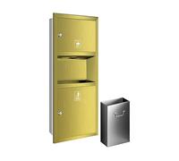 KAXLDHH Portarrollos Papel Higiénico Empotrable con Papelera Integrada, Hornacina de Baño de Acero Inoxidable 304, Módulo de Pared Todo en Uno para Reforma de Baño(Gold,750x345x145mm)