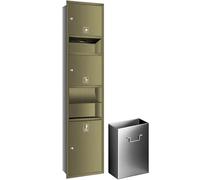 KAXLDHH Portarrollos Papel Higiénico Empotrable con Papelera Integrada, Hornacina de Baño de Acero Inoxidable 304, Módulo de Pared Todo en Uno para Reforma de Baño(Brass,1600x365x165mm)