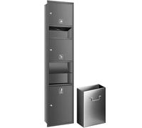 KAXLDHH Portarrollos Papel Higiénico Empotrable con Papelera Integrada, Hornacina de Baño de Acero Inoxidable 304, Módulo de Pared Todo en Uno para Reforma de Baño(Gray,1600x365x165mm)