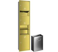 KAXLDHH Portarrollos Papel Higiénico Empotrable con Papelera Integrada, Hornacina de Baño de Acero Inoxidable 304, Módulo de Pared Todo en Uno para Reforma de Baño(Gold,1600x365x165mm)