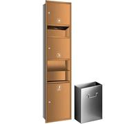 KAXLDHH Portarrollos Papel Higiénico Empotrable con Papelera Integrada, Hornacina de Baño de Acero Inoxidable 304, Módulo de Pared Todo en Uno para Reforma de Baño(Metallic,1600x365x165mm)